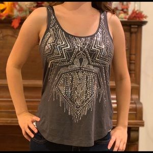 Gray sequin Express tank top